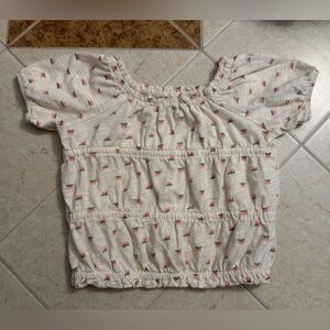 Old Navy Kids Floral Blouse - Cream and Pink
